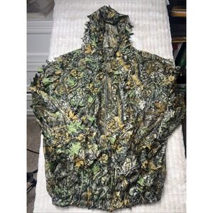 Men's Large Leafy Wear 3D Ghillie Suit Jacket‎ Long Sleeve Zip Up Top Only Nice